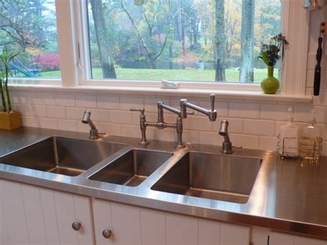 Stainless Steel Countertop With Three Integral Sinks Custom By