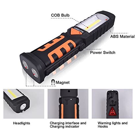 Rechargeable Work Light Vibelite Cob Led Portable Magnetic Flashlight