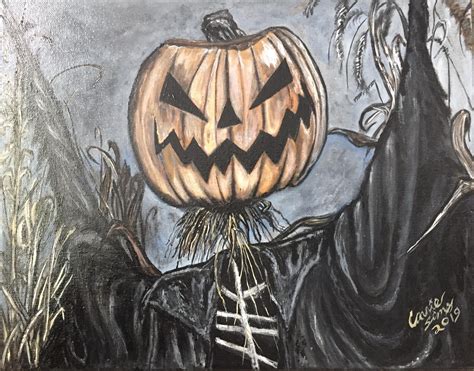 Sleepy Hollow Scarecrow Original Acrylic Painting 11x14 Print Etsy