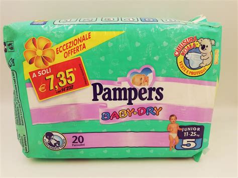 Vintage Pampers Baby Dry Full Pack 20 Pcs Sz 5 Junior 12 25 26 55 Lbs