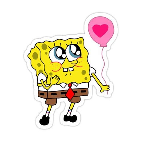 Cute Spongebob Squarepants With Baloon Sticker For Sale By Katuse