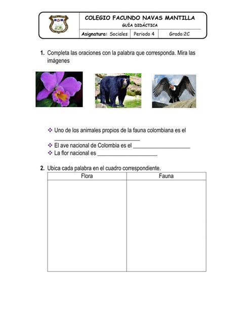 la fauna y la flora worksheet live worksheets