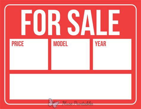 Printable Detailed Car For Sale Sign
