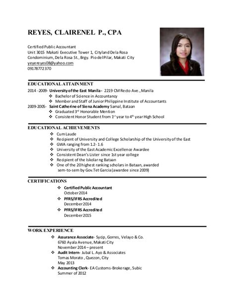 clairenel p reyes cpa resume