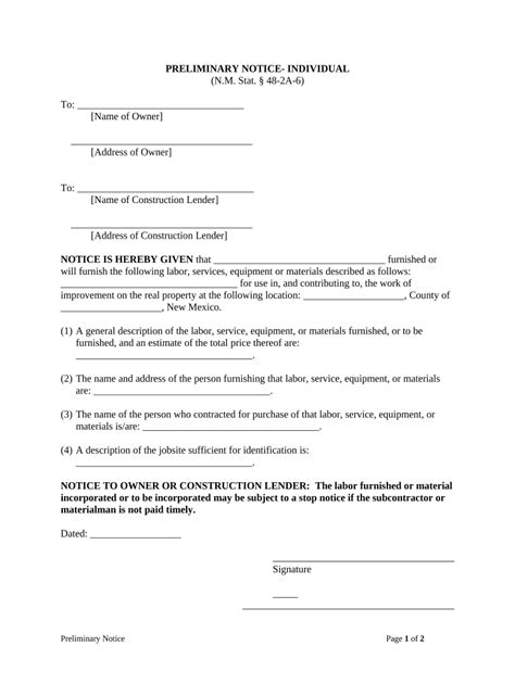 Preliminary Notice Form Fill Out And Sign Online Dochub