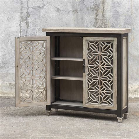 Beautifully Carved Open Fret Doors In Aged White Mahogany Wood With A