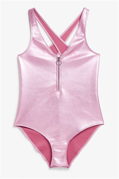 Monki Image 1 Of Metallic Swimsuit In Pink Bluish Metallic Swimsuit Swimsuits Sporty Swimwear