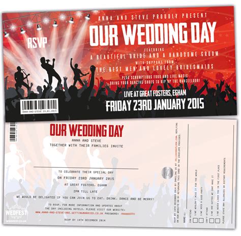 concert ticket wedding invitations wedfest