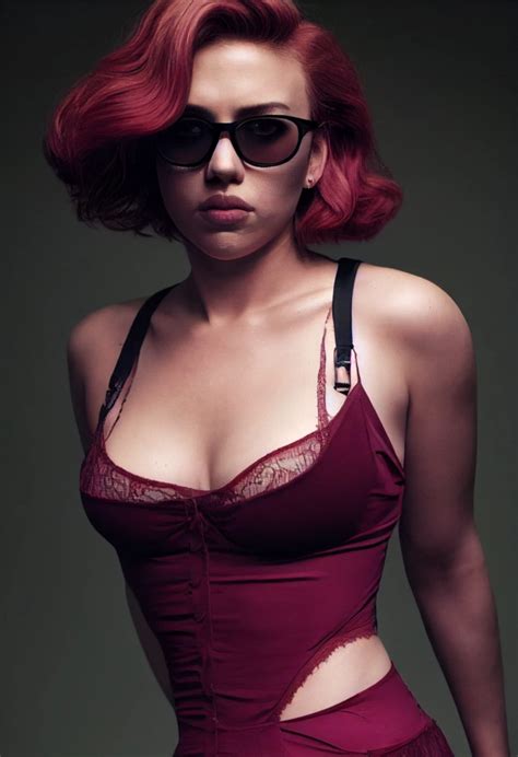 Scarlett Johansson Bursting Out Of Red Brassiere Midjourney Openart