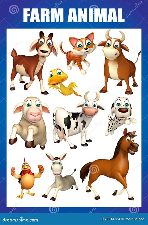 Farm Animal Chart Stock Illustration Illustration Of Smile 70014364