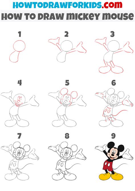 Mickey Mouse Cartoon Characters Drawing Step By Step Flying Sub