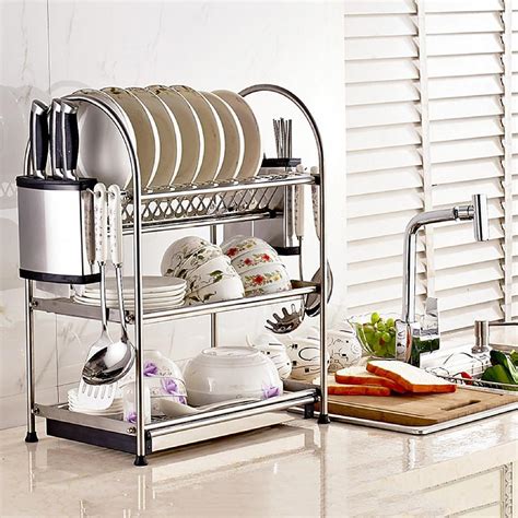Great savings free delivery / collection on many items. Shoppy Dontell Stainless Steel Utensil 3-tier Kitchen Rack ...
