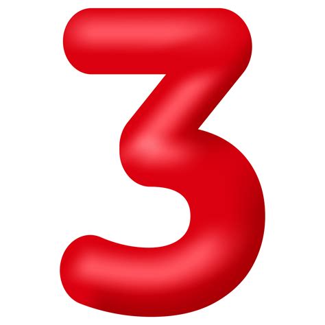 Red 3d Number Three Isolated On Transparent Background Decorative