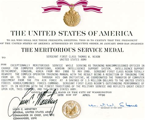 Legion Of Merit Retirement Award Narrative Example Award And