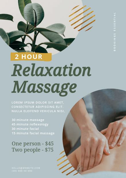 Relaxation Massage Beauty Therapy Template A4 Portrait Document Easil