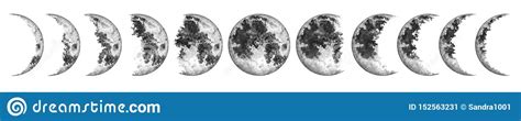 Moon Phases Isolated On White Background Watercolor Illustration