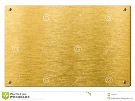 Gold Or Brass Metal Plate With Rivets Isolated Stock Image Image Of