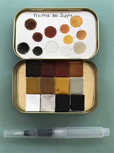 Handmade Watercolor Paint Palette Limited Edition 12 Half Pan In Tin