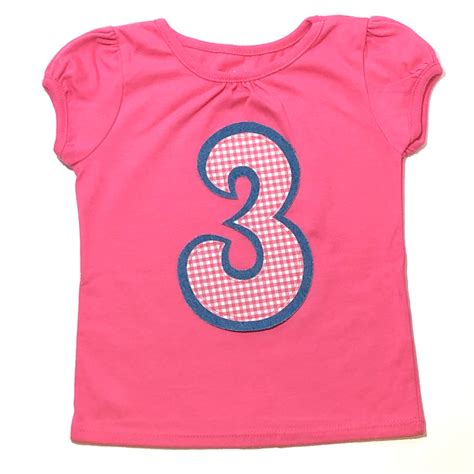 Girls 3rd Birthday Shirt Number 3 Shirt Pink Gingham And Etsy