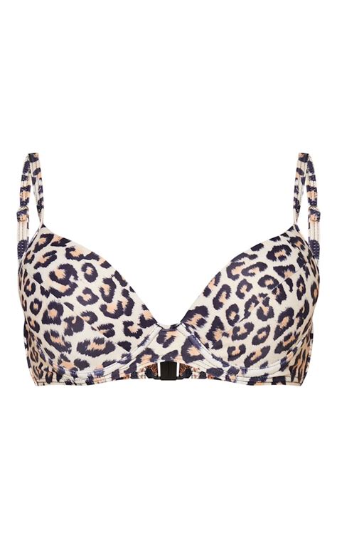 Leopard Push Up Cupped Bikini Top Swimwear Prettylittlething