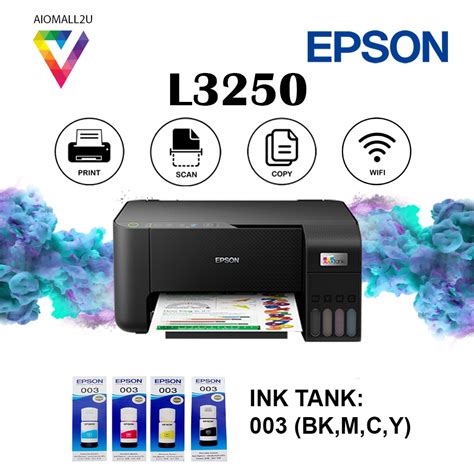 Epson Ecotank L3250 All In One Printer Color A4 Wi Fi Print Scan Copy