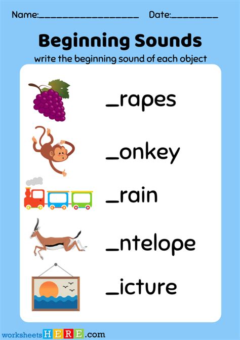 Beginning Sounds Exercises With Pictures Pdf Worksheet For Kindergarten