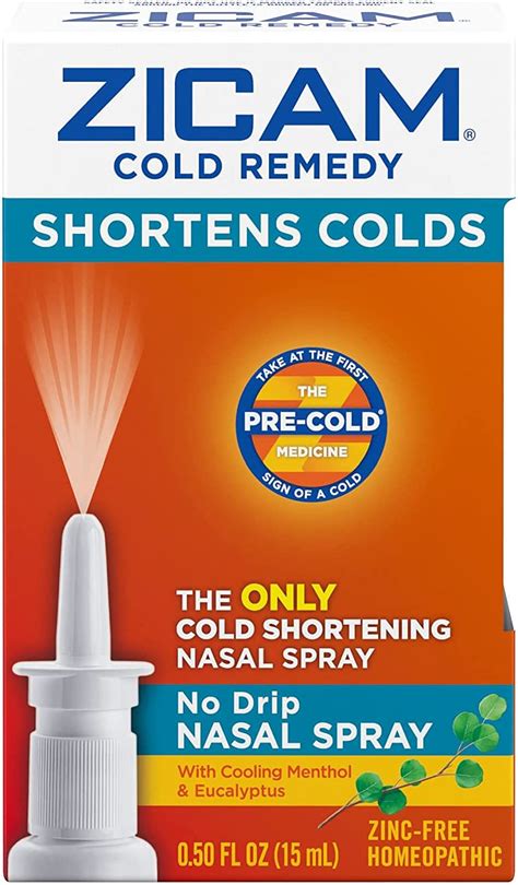 Buy Zicam Cold Remedy No Drip Nasal Spray With Cooling Menthol And Eucalyptus 05 Ounce Online At