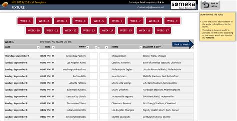 Get Printable Nfl Schedule By Week Calendar Printables Free Blank