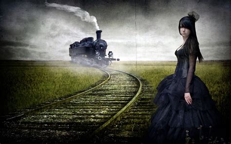 Steam Locomotive Females Fashion Beautiful Woman Gothic Railway Transportation Women