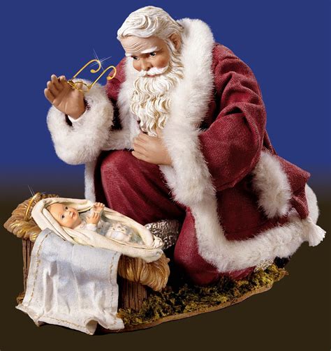 Santa Kneeling Beside Baby Jesus Religión Pinterest Religiones