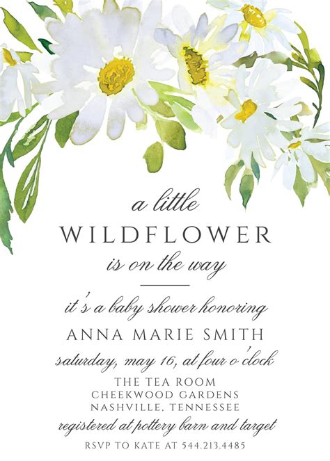 Daisy Baby Shower Invitation Wildflower Is On The Way Invite Etsy