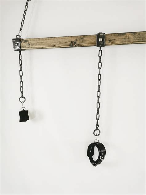 Wooden Bdsm Spreader Bar With Leather Handcuffs And Collar Etsy