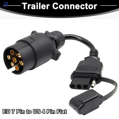 EU To US Trailer Light Converter Pin Round Adapter European Trailer To Pin Flat Socket