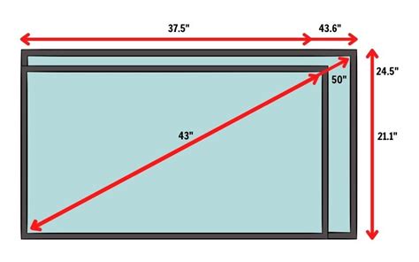 Visual Tv Size Comparison 50 Inch 16x9 Display Vs 43 Inch 16x9 Display