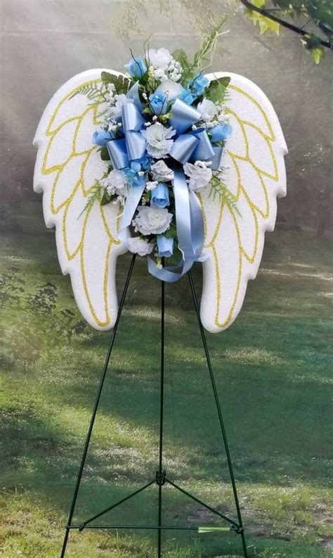 Blue Angel Wings Cemetery Arrangement Sympathy Gravesite Memorial