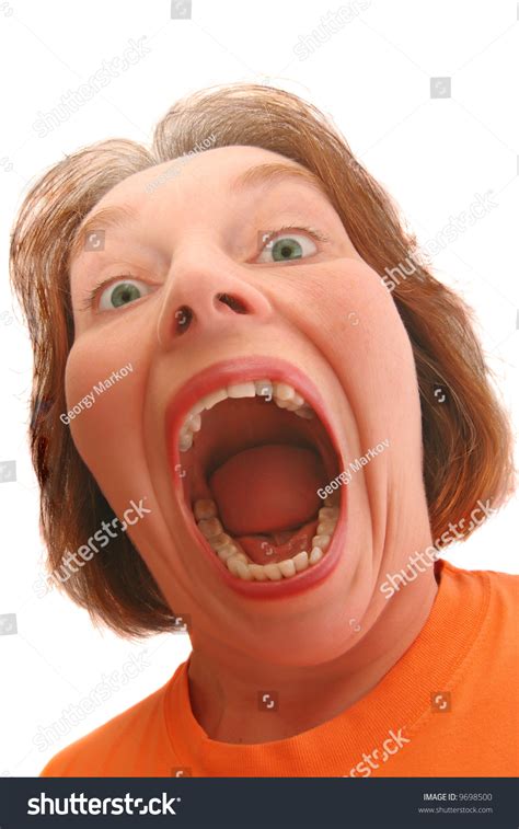 Screaming Woman Mouth Wide Open Isolated库存照片 Shutterstock