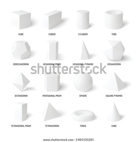 Basic 3d Shapes Realistic White Set Stock Vector Royalty Free