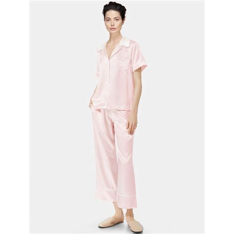 100 Silk Pajama Set With Cropped Pants Ellesilk