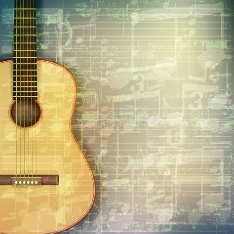 Abstract Grunge Music Background With Acoustic Guitar Stock Vector