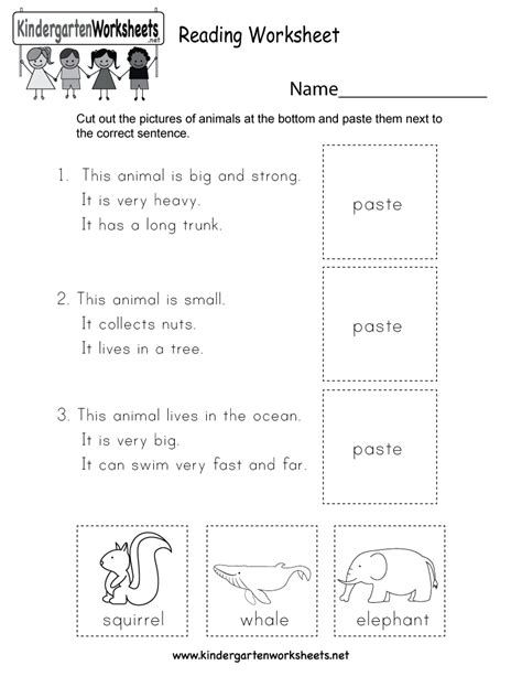 Free Printable Reading Worksheet For Kindergarten