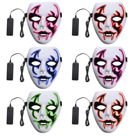 Halloween Mask Led Luminous Flashing Face Mask Party Masks Light Up