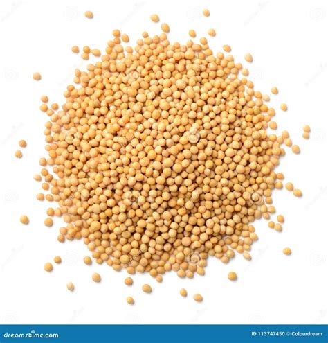 Yellow Mustard Seeds Isolated On White Top View Stock Photo Image Of