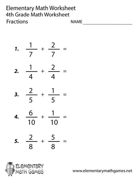 The multiplication worksheets are created to use in the classroom or at home. Fourth Grade Adding Fractions Worksheet | 4th grade math worksheets, Math fractions worksheets ...