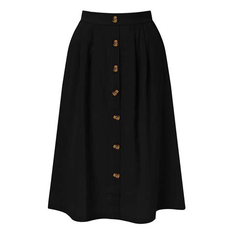 Dmqupv School Girl Skirts Women Long Button Pocket Skirt Solid Color