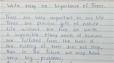 Write An Essay On Importance Of Trees Short Essay English Youtube