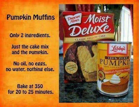 1 15oz Can Of Pumpkin And A Box Of Yellow Cake Mix Pumpkin Muffins Easy 2 Ingredient Pumpkin
