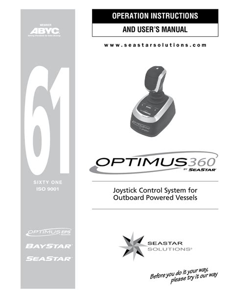 Seastar Solutions Optimus 360 Operating Instructions And User Manual