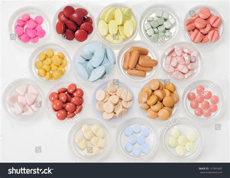 Pills Drugs And Medicines Variety Diversity Of Shapes And Colors To