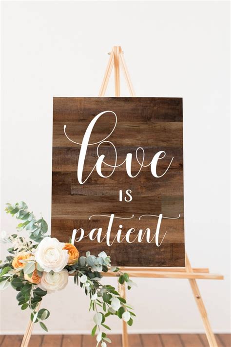 Printable Wooden Wedding Signs 1 Corinthians 13 Love Is Patient