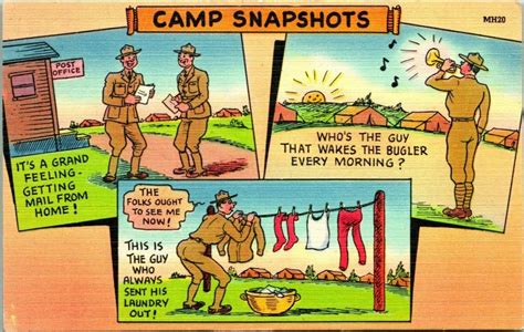Vtg Ww Camp Snapshots Comic Military Linen Postcard This Is The Guy Who Other Unsorted